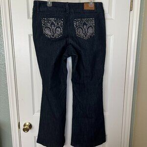 New Jeans Colony Jeans, size 18, dark blue, silver rhinestone pockets